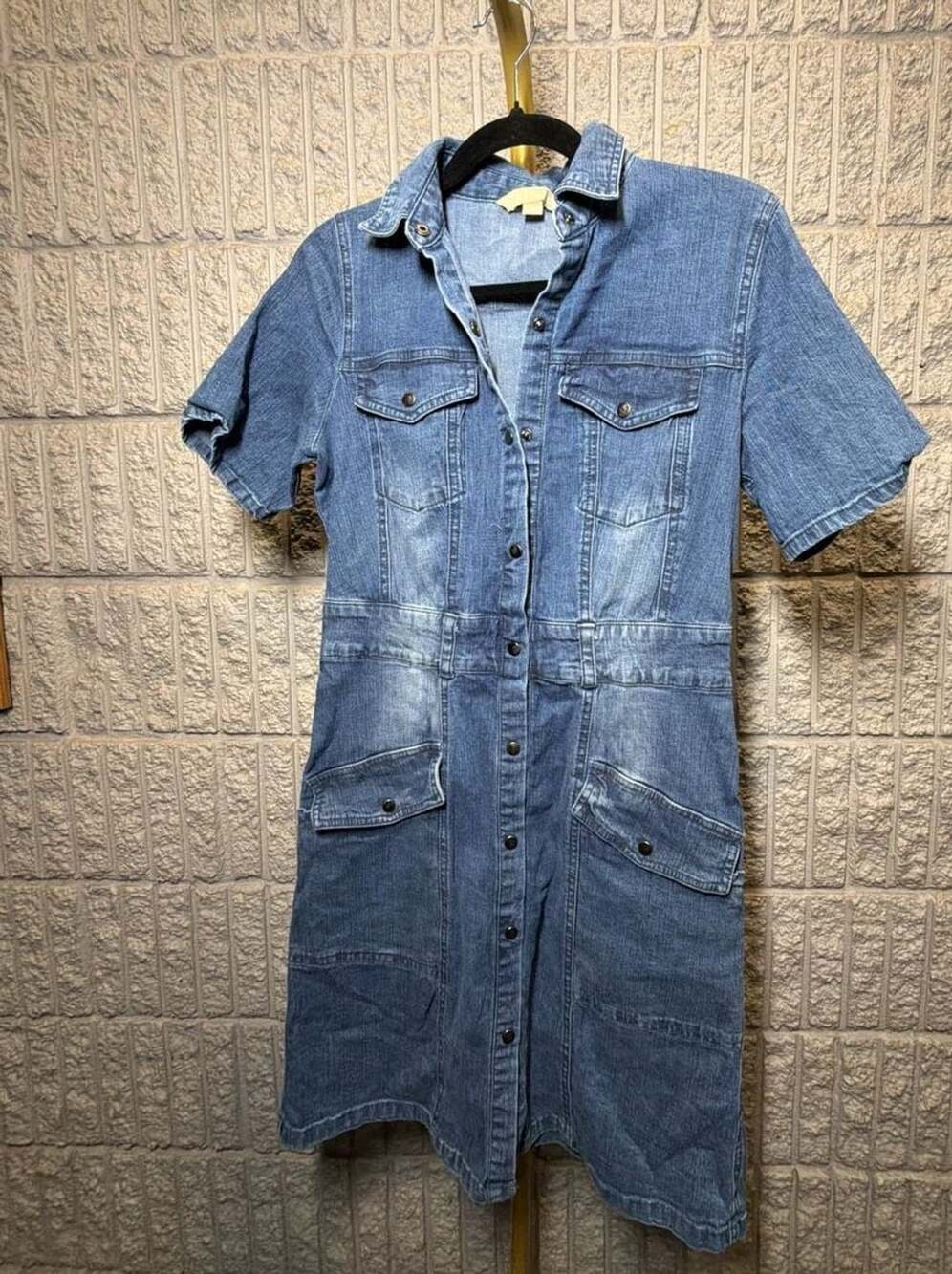 610 Hope & Harlow Denim Dress Size 2 Blue Cotton Short Sleeve